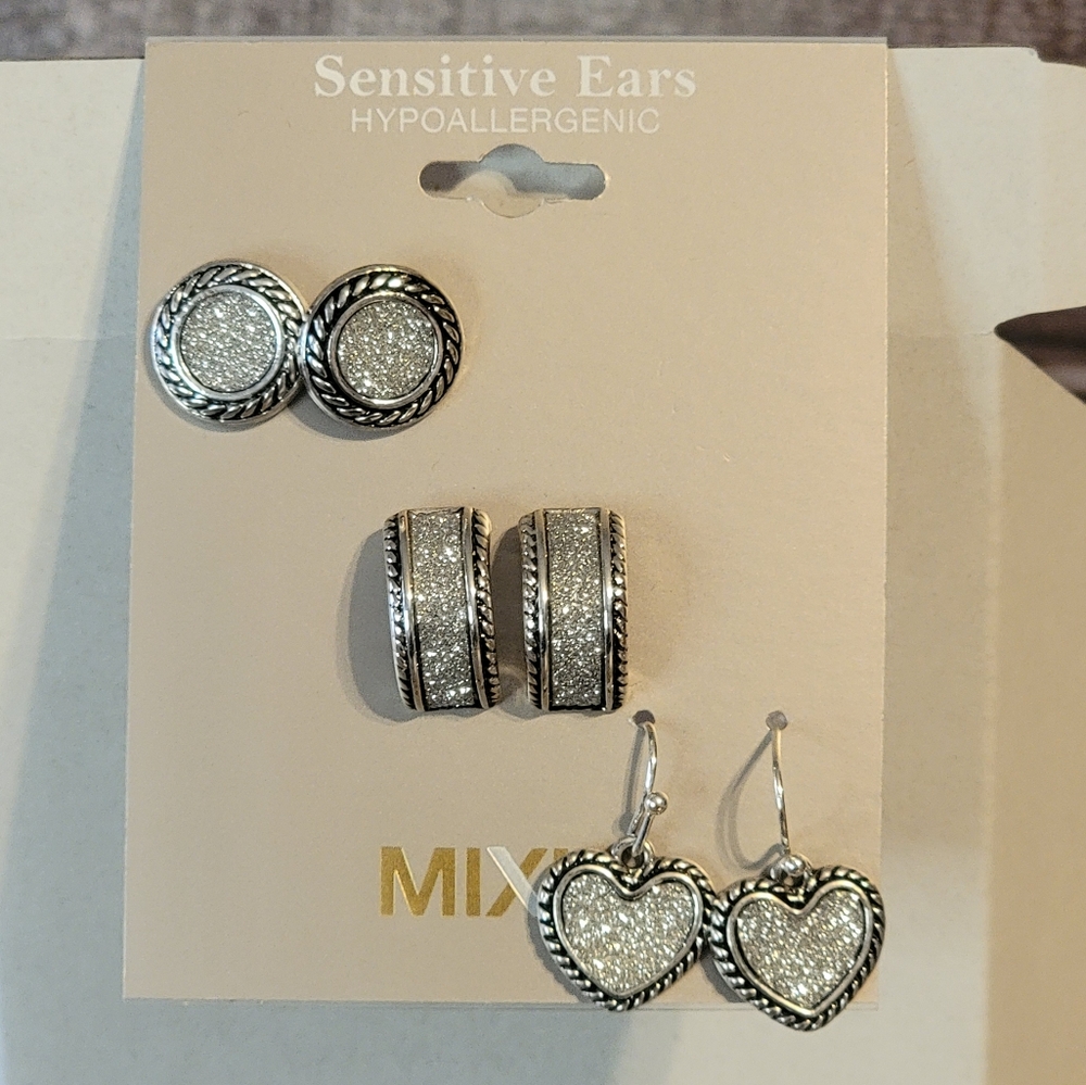 NWT Mixit Silver Earring Trio